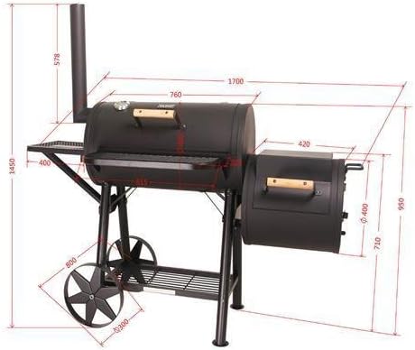 CosmoGrill XXXL Charcoal BBQ Smoker Grill Outdoor 90kg Black
