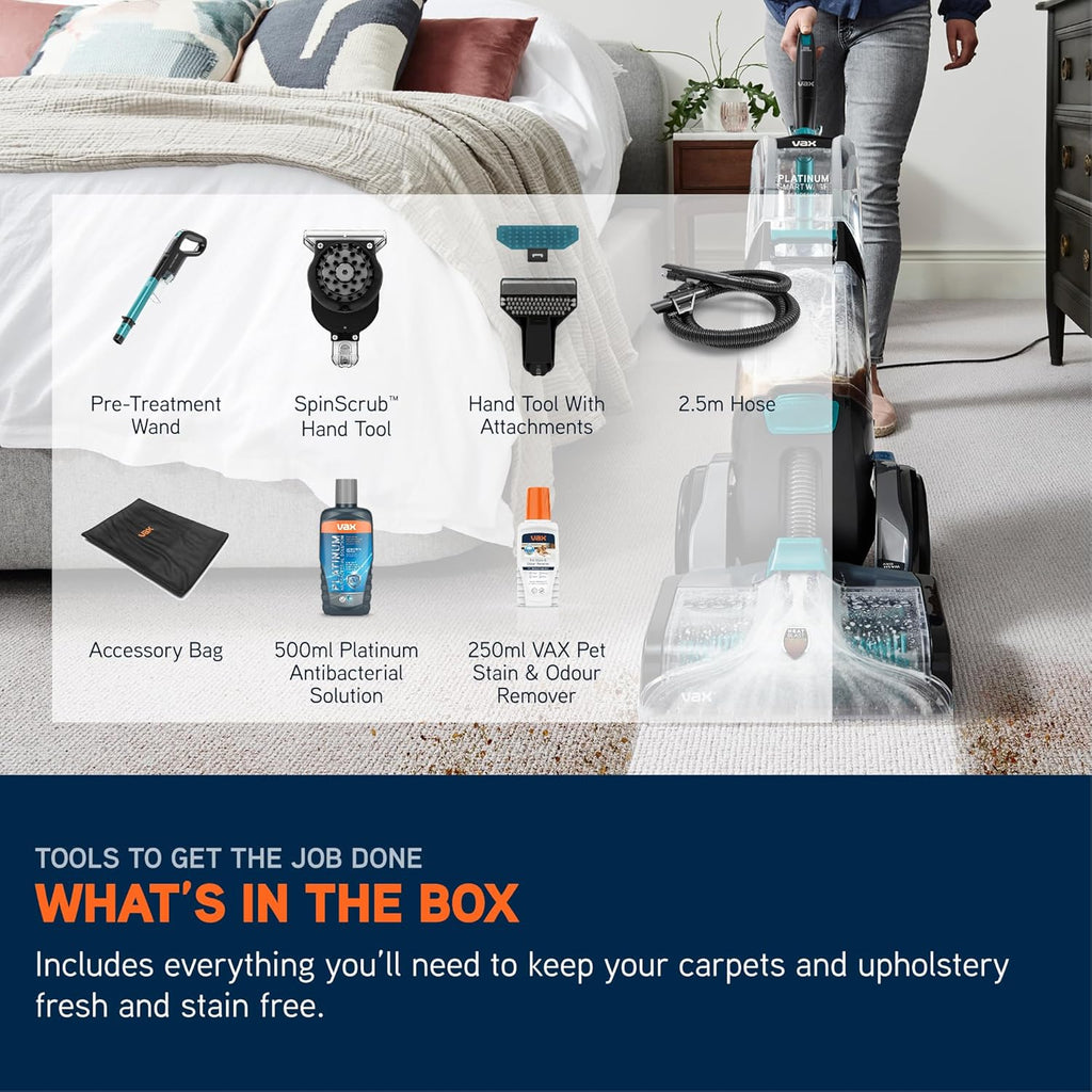 Vax Platinum SmartWash Pet-Design Carpet Cleaner 1200W SpinScrub Upright Washer CDCW-SWXP