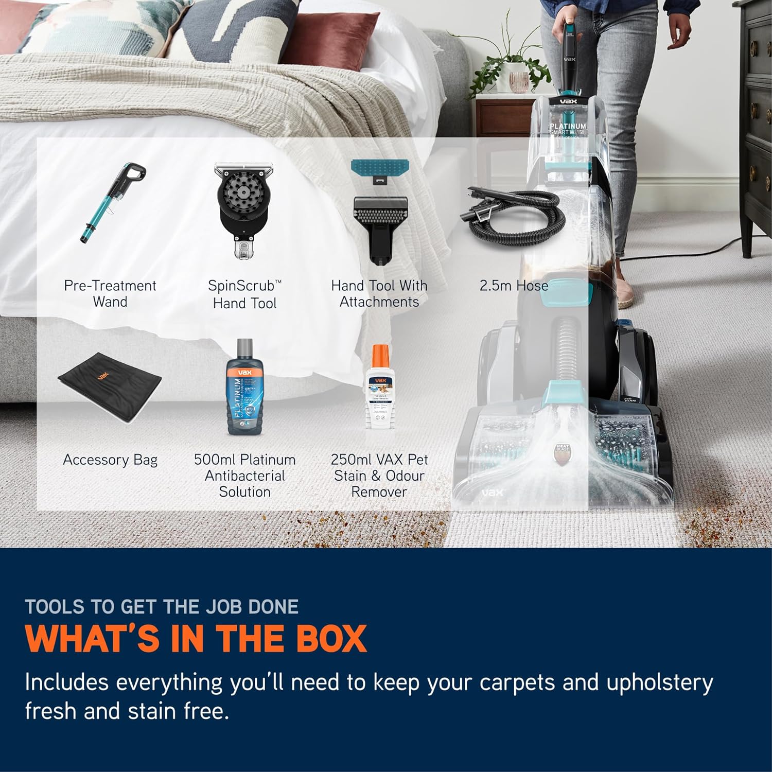 Vax Platinum SmartWash Pet-Design Carpet Cleaner 1200W SpinScrub Upright Washer CDCW-SWXP