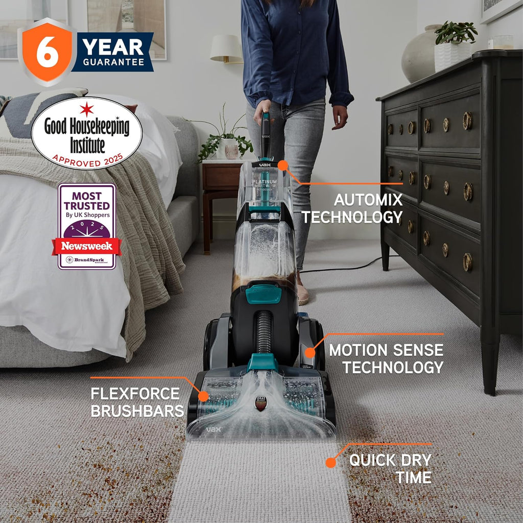 Vax Platinum SmartWash Pet-Design Carpet Cleaner 1200W SpinScrub Upright Washer CDCW-SWXP