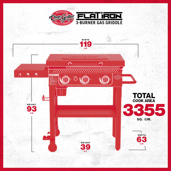 Char-Griller 3-Burner Flat Iron® Gas Griddle
