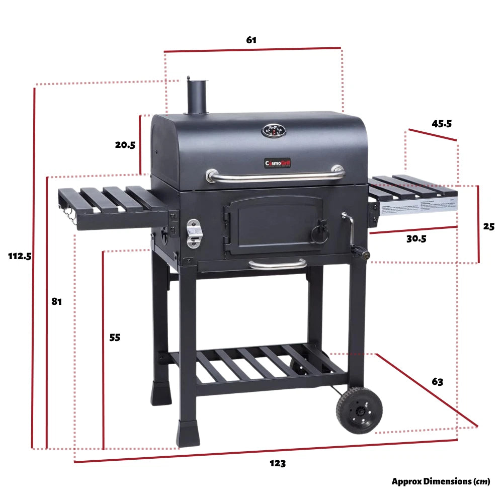 CosmoGrill Outdoor XL Smoker Barbecue Charcoal Portable BBQ Grill Camping Garden